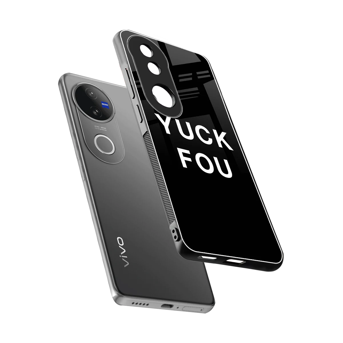 Yuck Fou sleek vivo v50 cover with tempered glass back and TPU edges