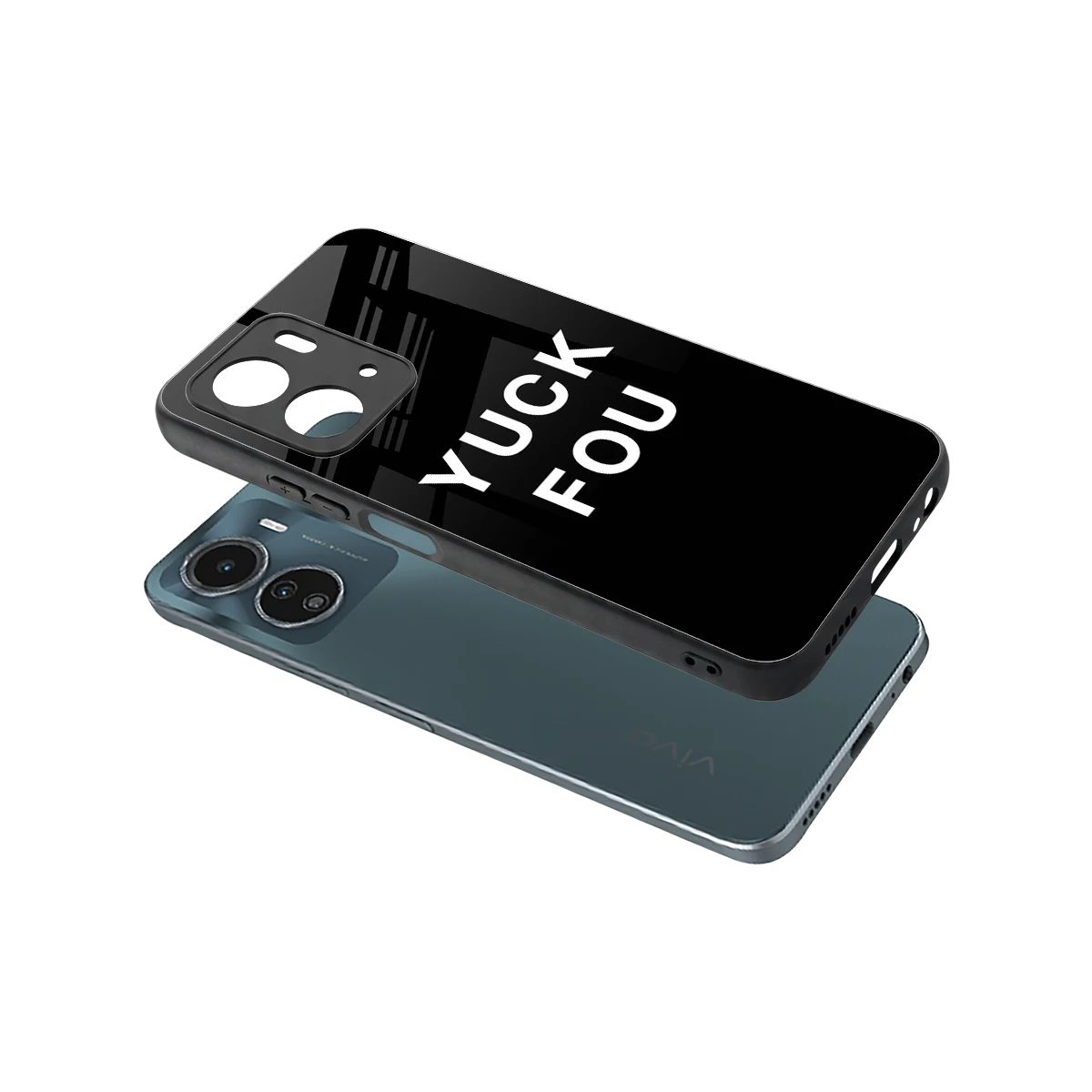 Yuck Fou sleek vivo y16 cover with tempered glass back and TPU edges