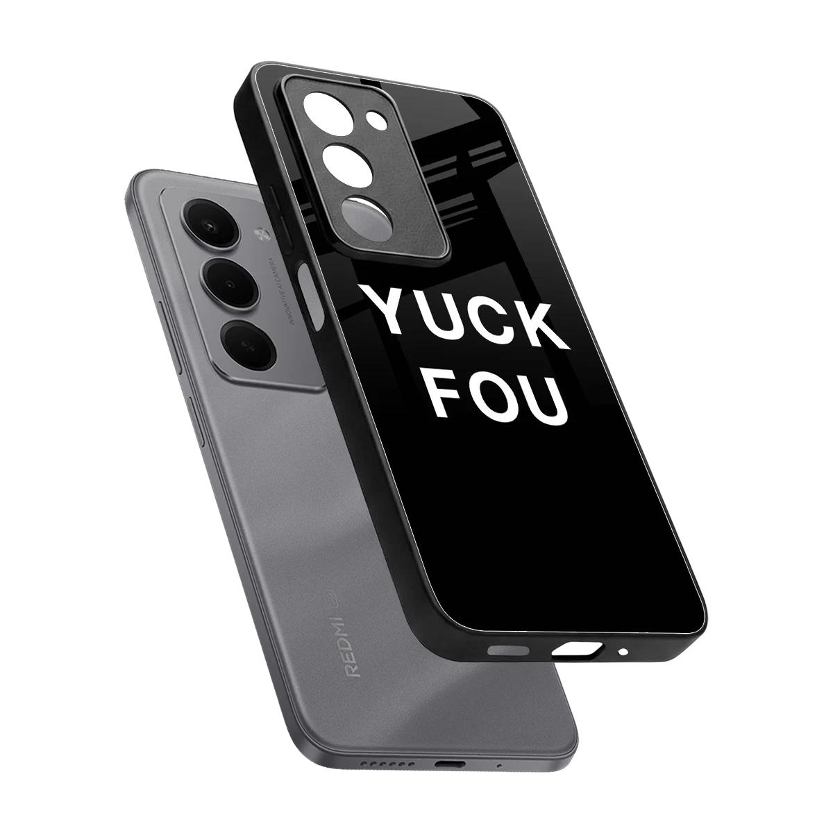 Yuck Fou sleek redmi 15 5g cover with tempered glass back and TPU edges
